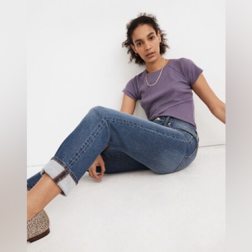 Madewell The Slim Boyjean in Eames Wash Jeans Denim Relaxed Midrise 26 Soft - Picture 4 of 11